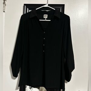 Black Button-Up Women's Top